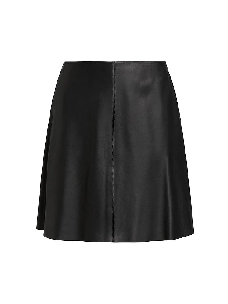 Leather A-line Miniskirt