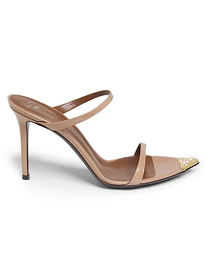 Intrigo 90MM Crystal-Embellished Patent Leather Sandals