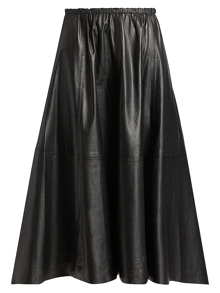Cece Leather A-Line Midi-Skirt