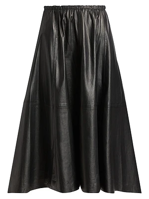 Cece Leather A-Line Midi-Skirt