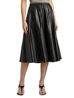 Cece Leather A-Line Midi-Skirt