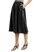 Cece Leather A-Line Midi-Skirt