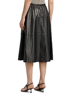 Cece Leather A-Line Midi-Skirt