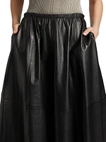 Cece Leather A-Line Midi-Skirt