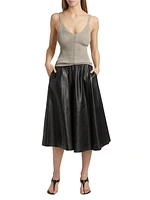Cece Leather A-Line Midi-Skirt