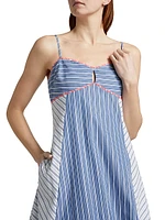 Samantha Striped Cotton Handkerchief Midi-Dress
