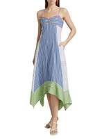Samantha Striped Cotton Handkerchief Midi-Dress