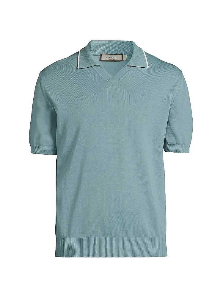 Tipped Collar Cotton Polo Shirt