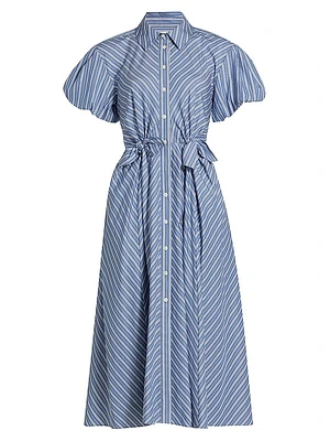 Elza Striped Cotton Midi Shirtdress