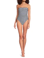 Nautical Striped Bandeau One-Piece Swimsuit