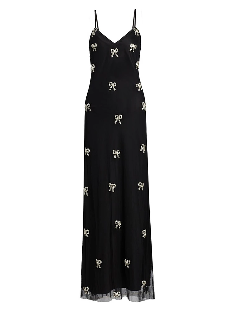Leila Crystal Embroidered V-Neck Gown