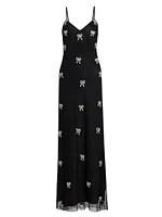 Leila Crystal Embroidered V-Neck Gown