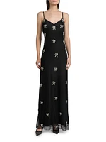 Leila Crystal Embroidered V-Neck Gown