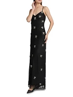 Leila Crystal Embroidered V-Neck Gown