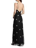 Leila Crystal Embroidered V-Neck Gown