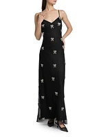 Leila Crystal Embroidered V-Neck Gown