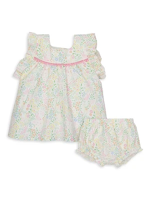 Baby Girl's Hoppy Garden Cotton Dress & Bloomers Set
