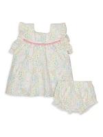 Baby Girl's Hoppy Garden Cotton Dress & Bloomers Set