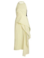 Selene Draped Cotton Halter Midi-Dress