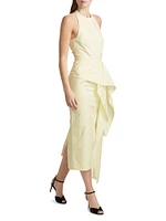 Selene Draped Cotton Halter Midi-Dress