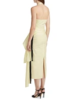 Selene Draped Cotton Halter Midi-Dress