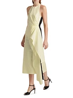 Selene Draped Cotton Halter Midi-Dress