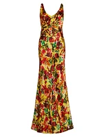 Wilhelmina Floral Silk Maxi Dress