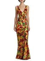 Wilhelmina Floral Silk Maxi Dress