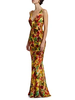 Wilhelmina Floral Silk Maxi Dress