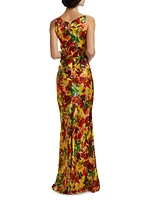 Wilhelmina Floral Silk Maxi Dress