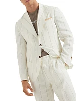 Linen Wide Chalk Stripe Deconstructed Blazer