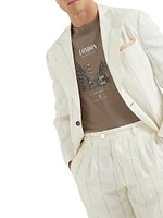 Linen Wide Chalk Stripe Deconstructed Blazer