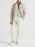 Linen Wide Chalk Stripe Deconstructed Blazer