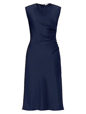 Satin Cowlneck Midi-Dress