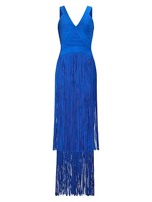 The Brigitte Fringed Tiered Halterneck Gown
