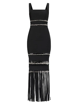 The Ines Bead-Embellished Fringed Gown