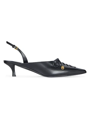 Lace-Up Slingback Pumps Leather