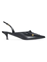 Lace-Up Slingback Pumps Leather