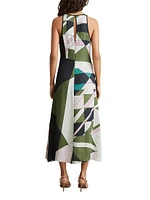 Geometric Gathered Midi-Dress