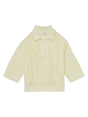 Oversized Crochet Polo Shirt