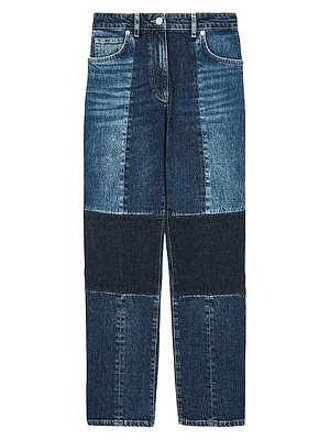 Patchwork Straight-Leg Jeans