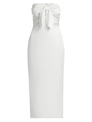 Orion Knotted Satin Midi-Dress