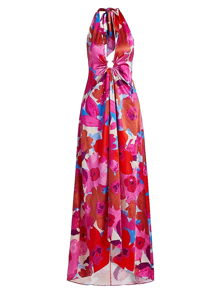 Darbi Stretch-Silk Floral Gown