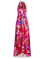 Darbi Stretch-Silk Floral Gown
