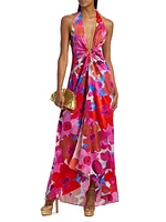 Darbi Stretch-Silk Floral Gown