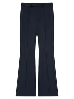 Flare Tailored Pants in Wool with Satin Bands