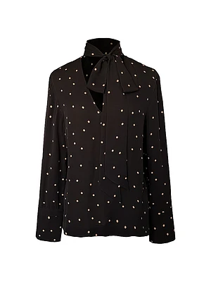 Soho Rhiannon Polka Dot Silk Tieneck Blouse