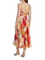 Nylah Printed Satin Midi-Dress