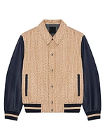 Le Clos Varsity Jacket in Raffia and Leather