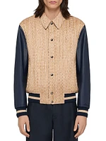 Le Clos Varsity Jacket in Raffia and Leather